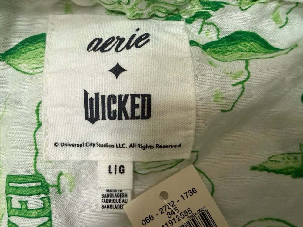 Aerie x Wicked Green Toile Print Long Sleeve Button-Up Shirt
